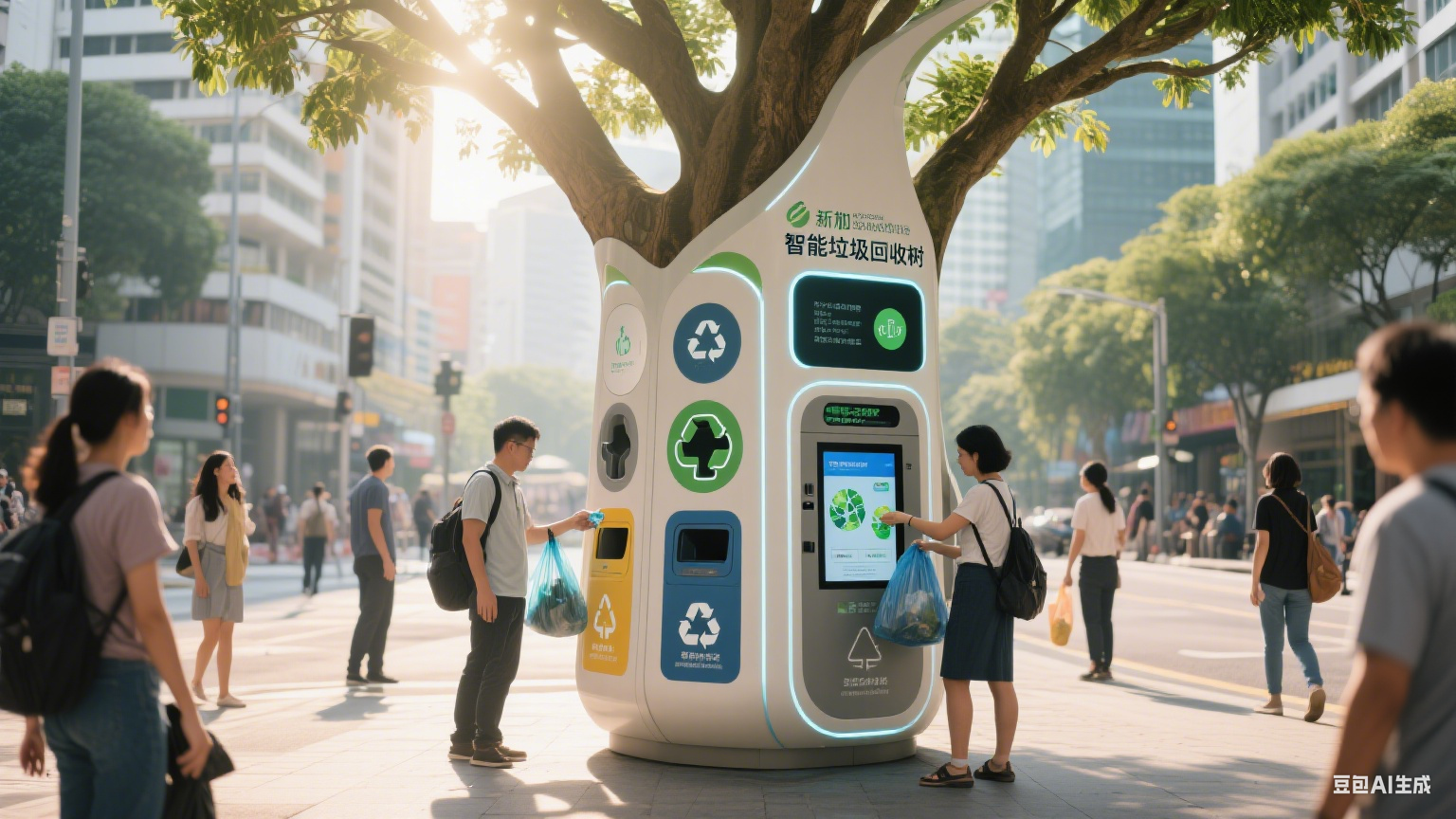 新加坡推出全球首个“智能垃圾回收树”，提升城市环保效率
